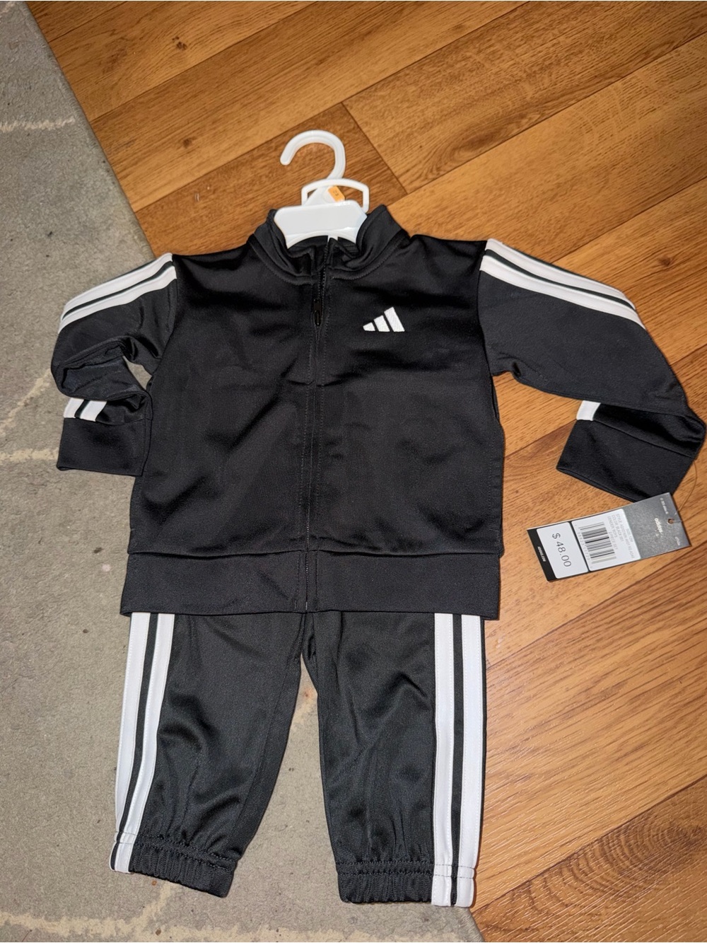 adidas Black and White Baby Track Jacket & Pants Set